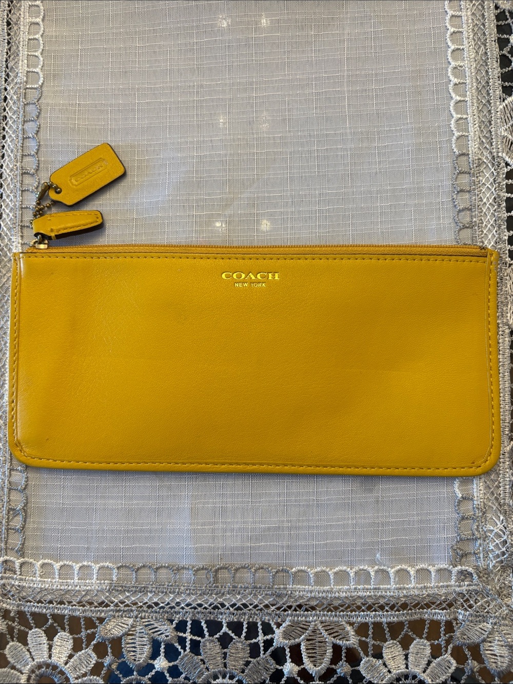 Coach Yellow Leather Pencil Pouch